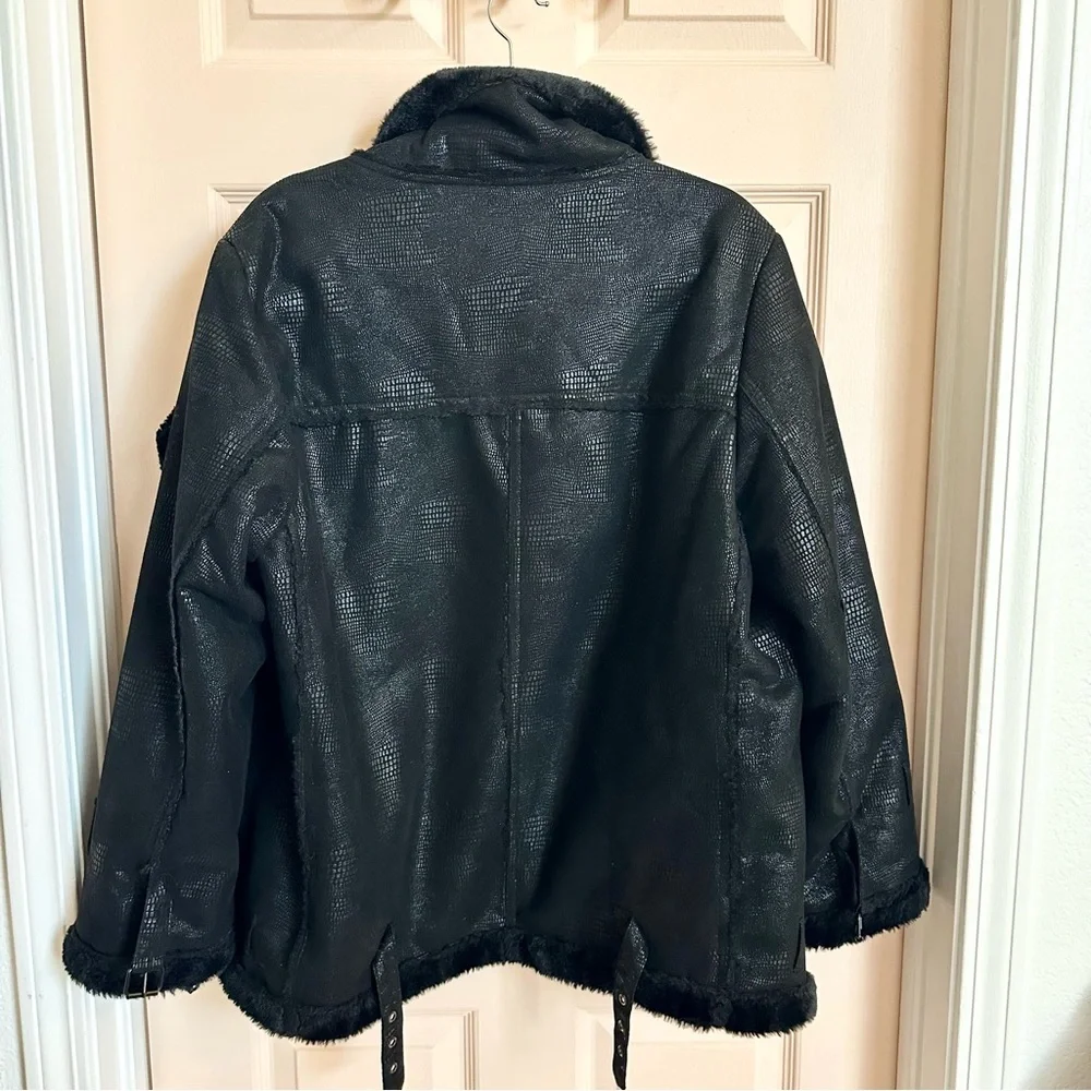Black hutch moto fur jacket - Picture 6 of 6